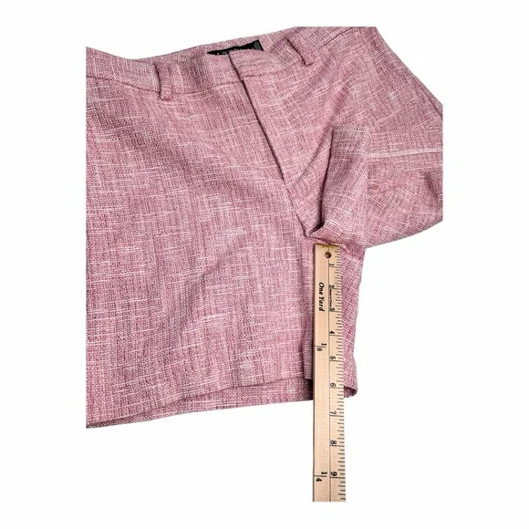 Lauren Ralph Lauren Pink Tweed Shorts Size 8 High Waist Tailored Chic - Picture 6 of 10